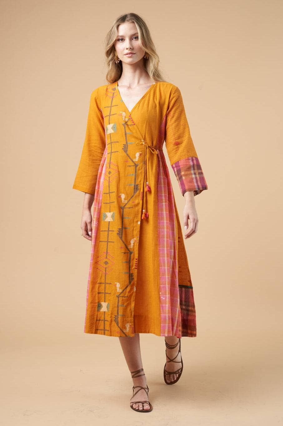 Guadalupe Design Fatima Wrap Dress | Print/Orange | Size M | Shopbop Guadalupe Design Fatima Wrap Dress | Print/Orange | Size M | Shopbop