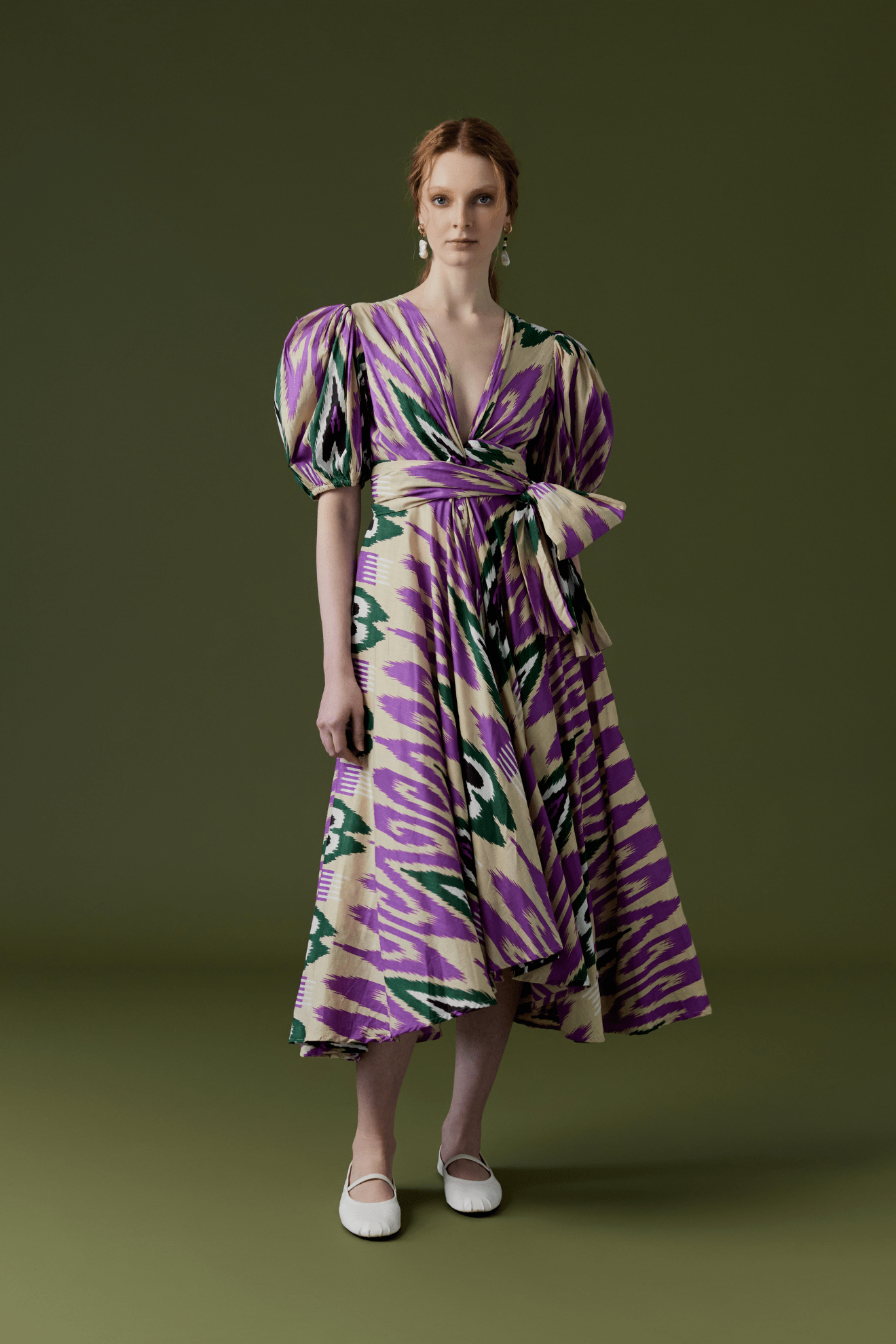 fitted lace wedding dress Buy Purple Embroidery Ikat Dress from Kritikala main image 1