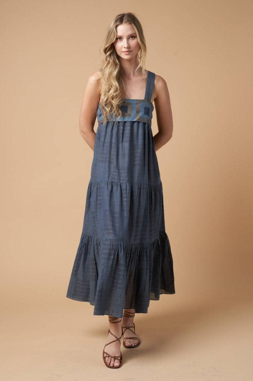 Isabella Jamdani Dress Blue Handwoven Beauty | Guadalupe Design Isabella Jamdani Dress Blue Handwoven Beauty | Guadalupe Design