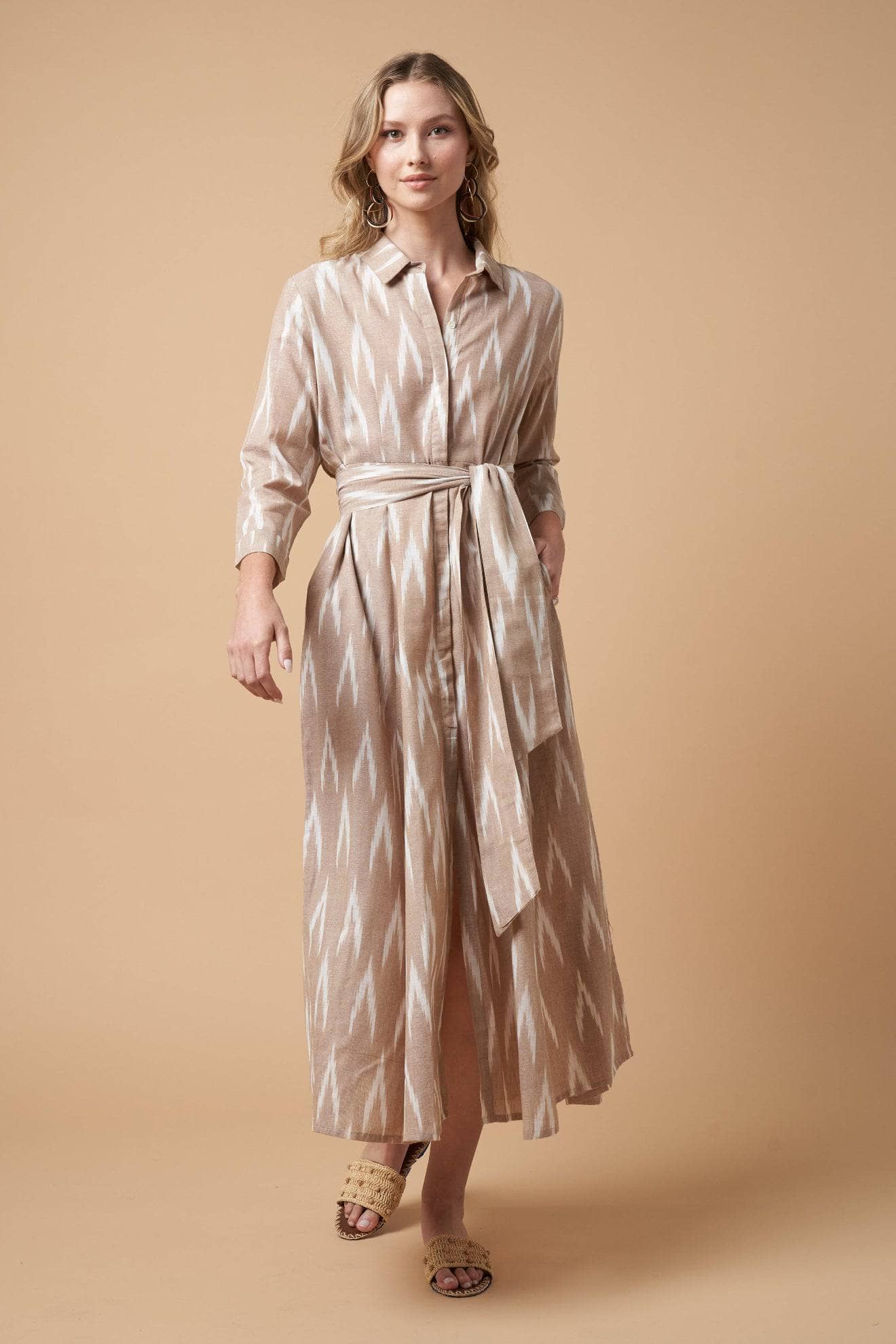 Luciana Ikat Dress Khaki