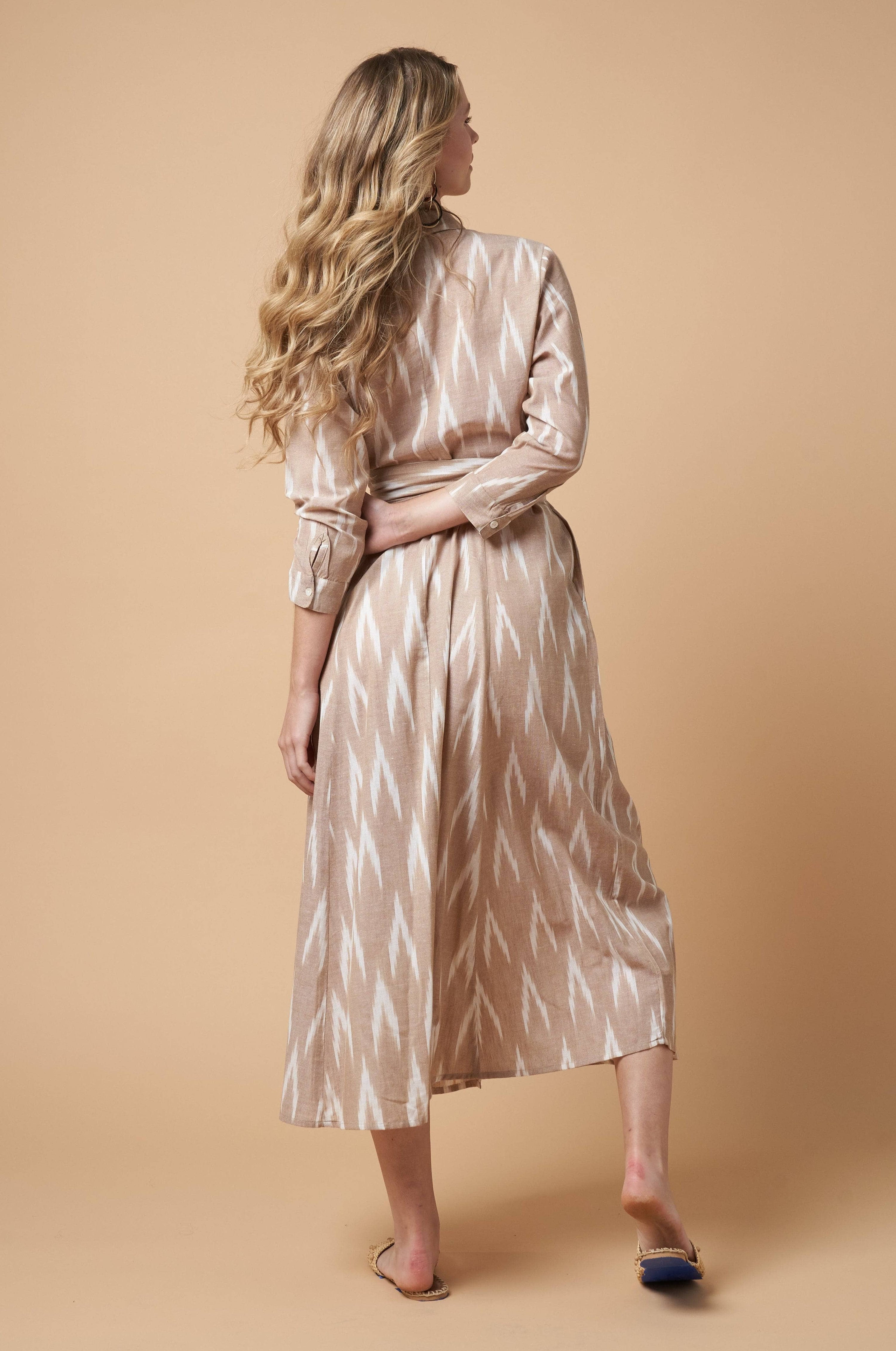 Luciana Ikat Dress Khaki