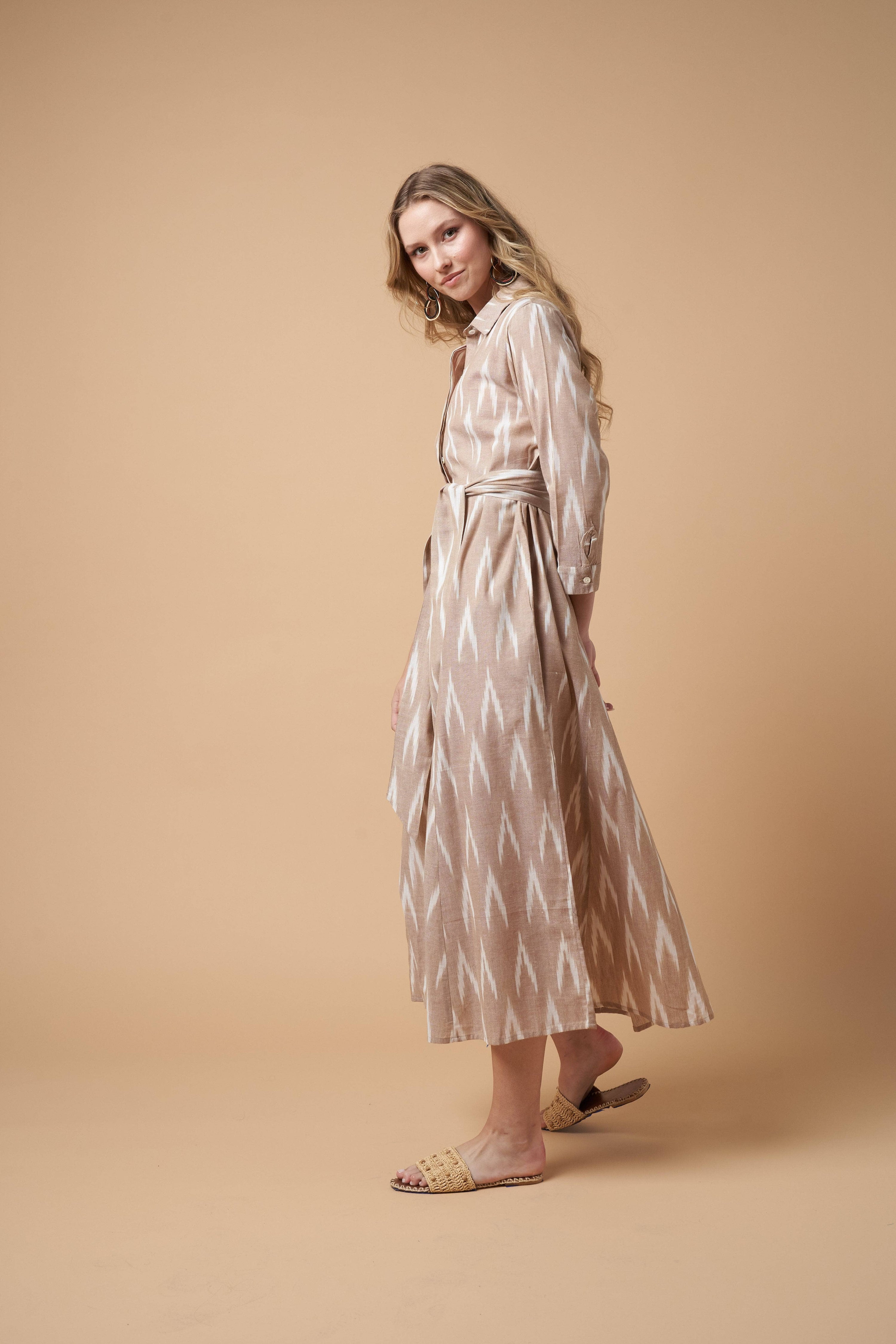 Luciana Ikat Dress Khaki