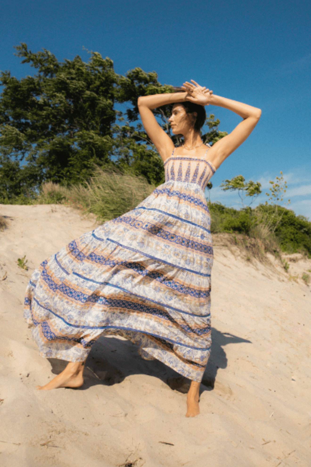 bohemian garden dress Sunset Floral Cotton Tunic Dress