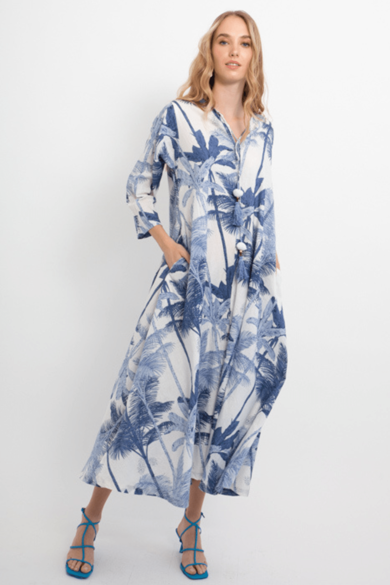 Buy Now Tunic Leaf Palm Blue White