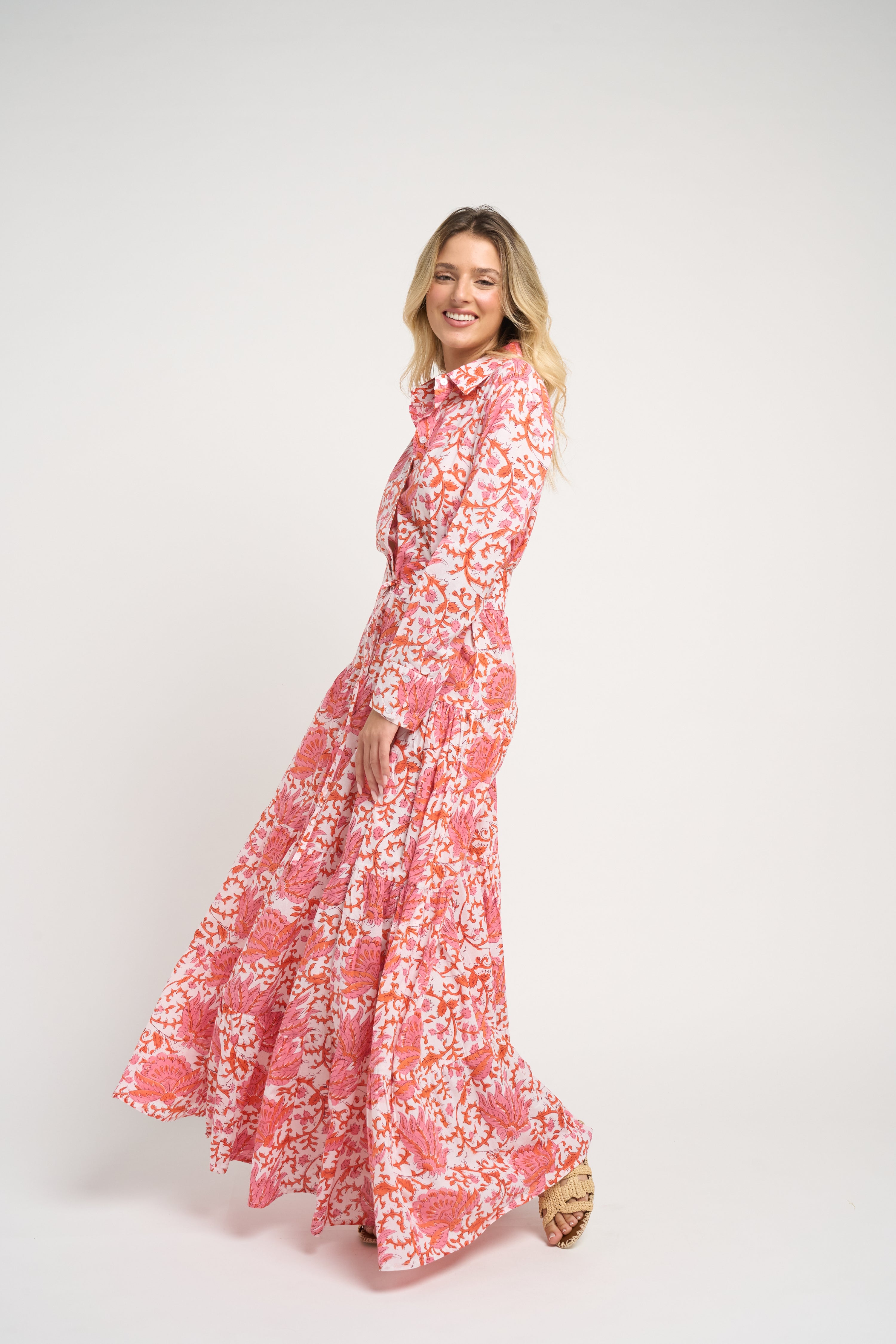 Meredith Floral Dress Coral