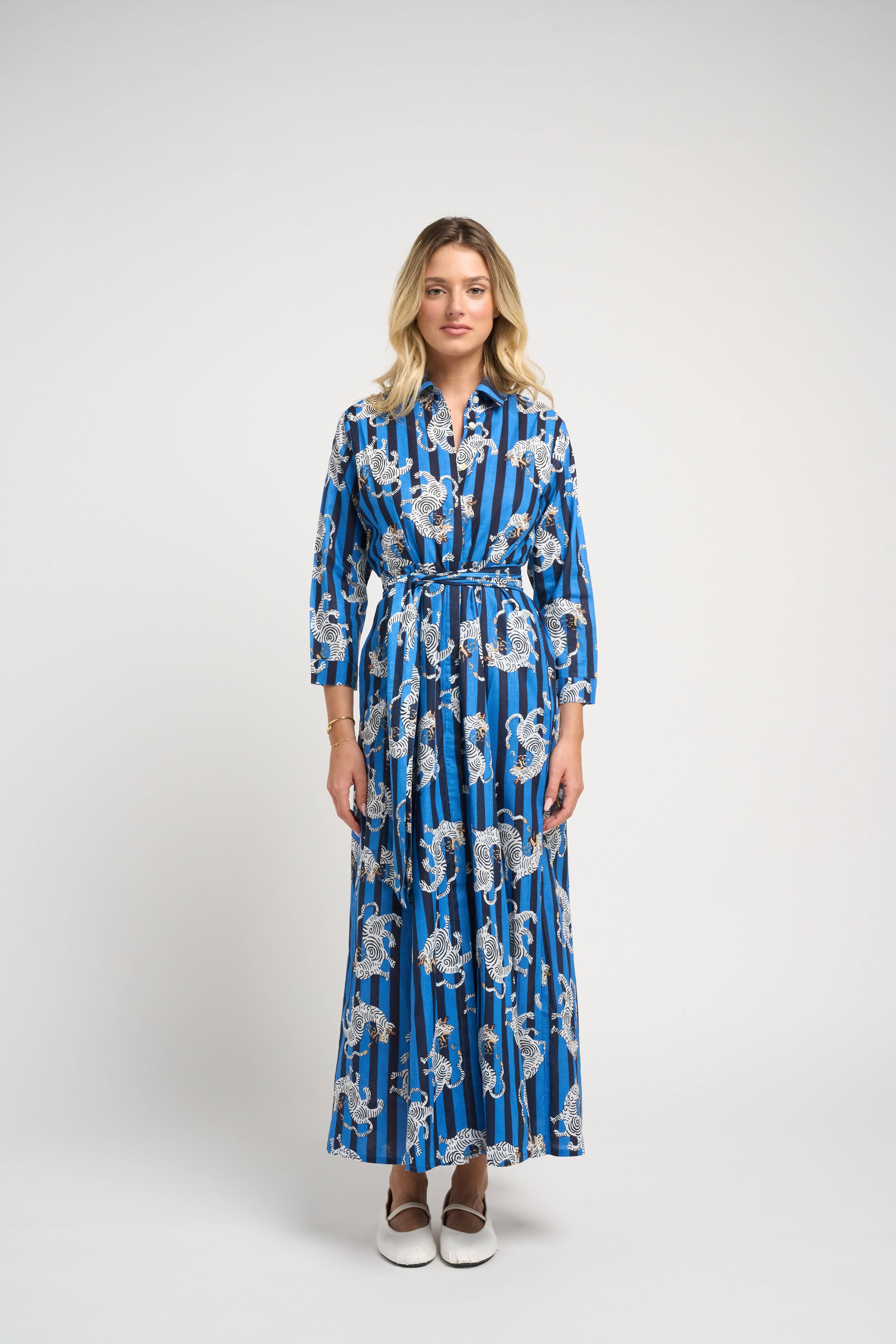 Luciana Tibet Dragon Dress Navy Bold Boho Charm | Guadalupe Design