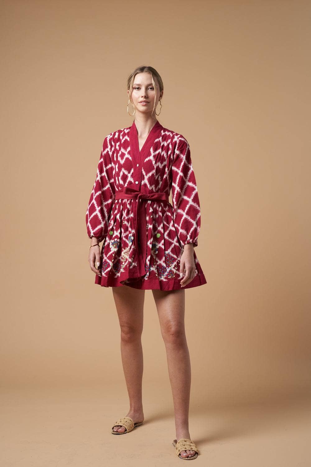 Buy Now Ada Kimono Short Dress Red Bright & Bold | Guadalupe Design Buy Now Ada Kimono Short Dress Red Bright & Bold | Guadalupe Design