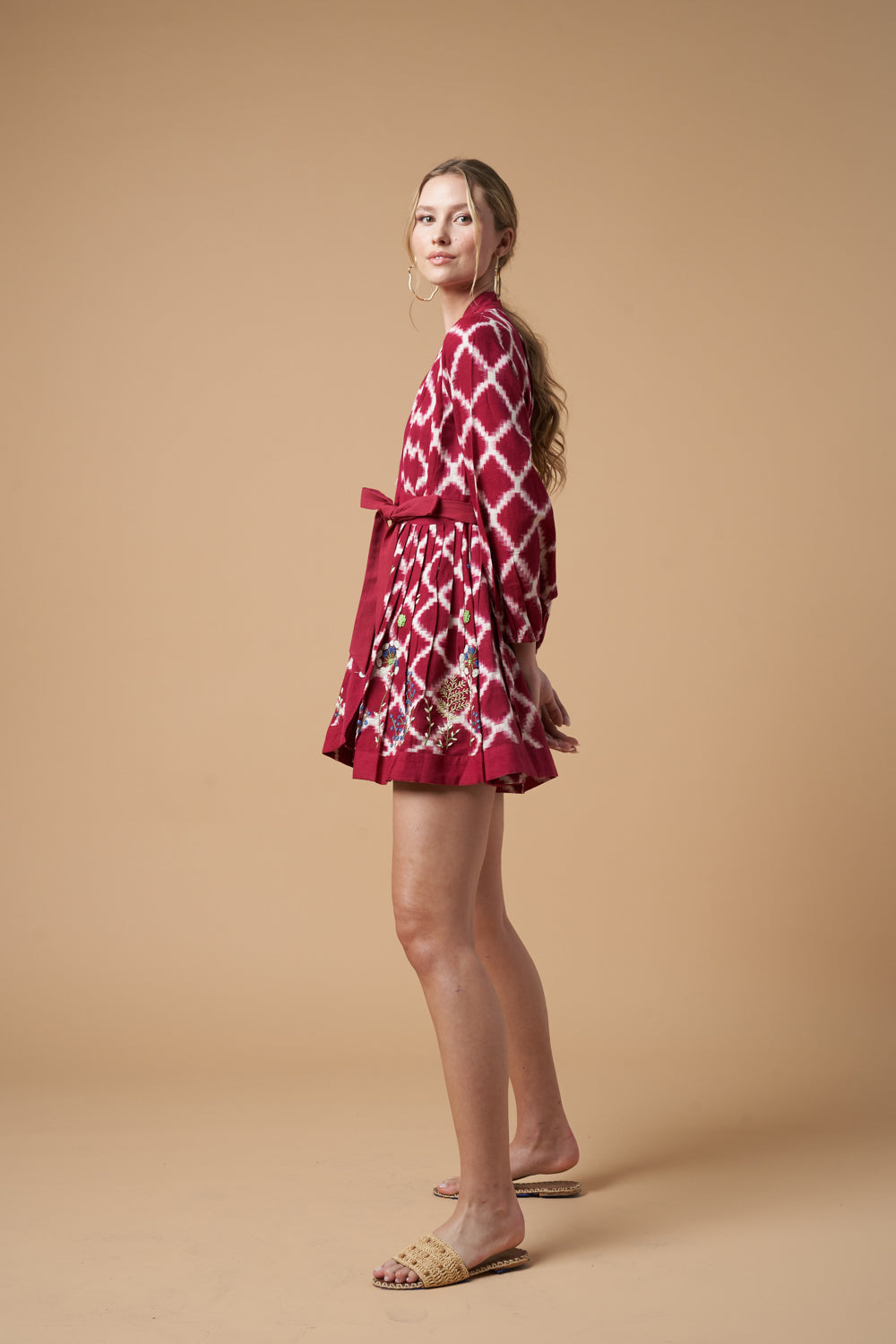 Ada Kimono Short Dress Red