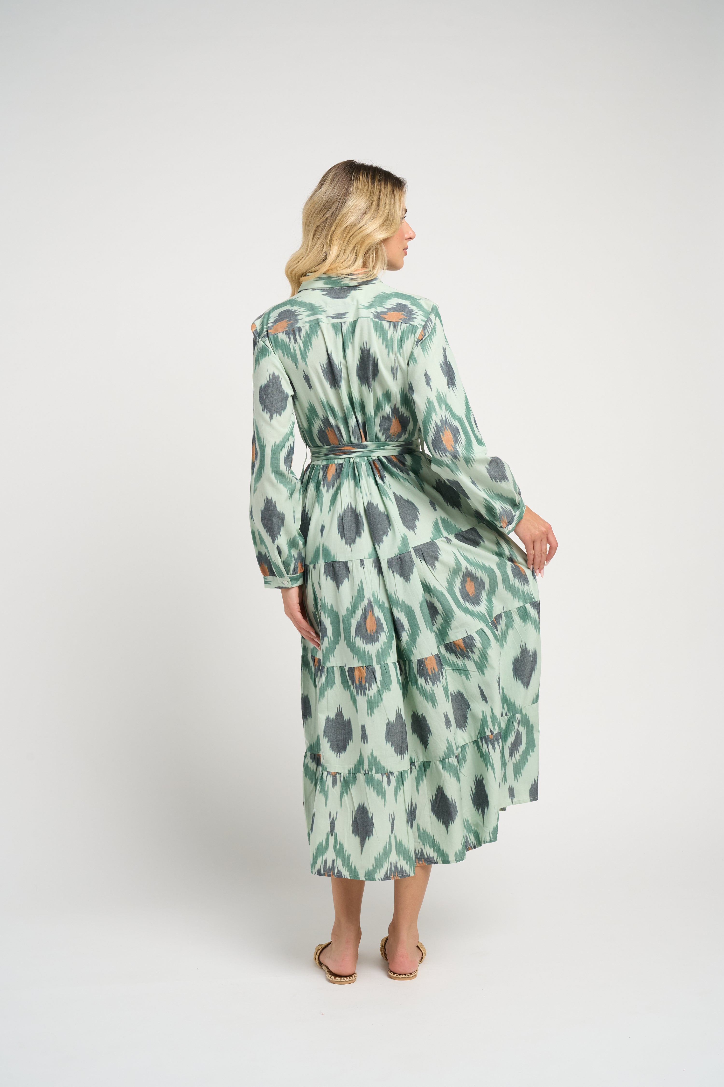 Ariel Ikat Dress Green