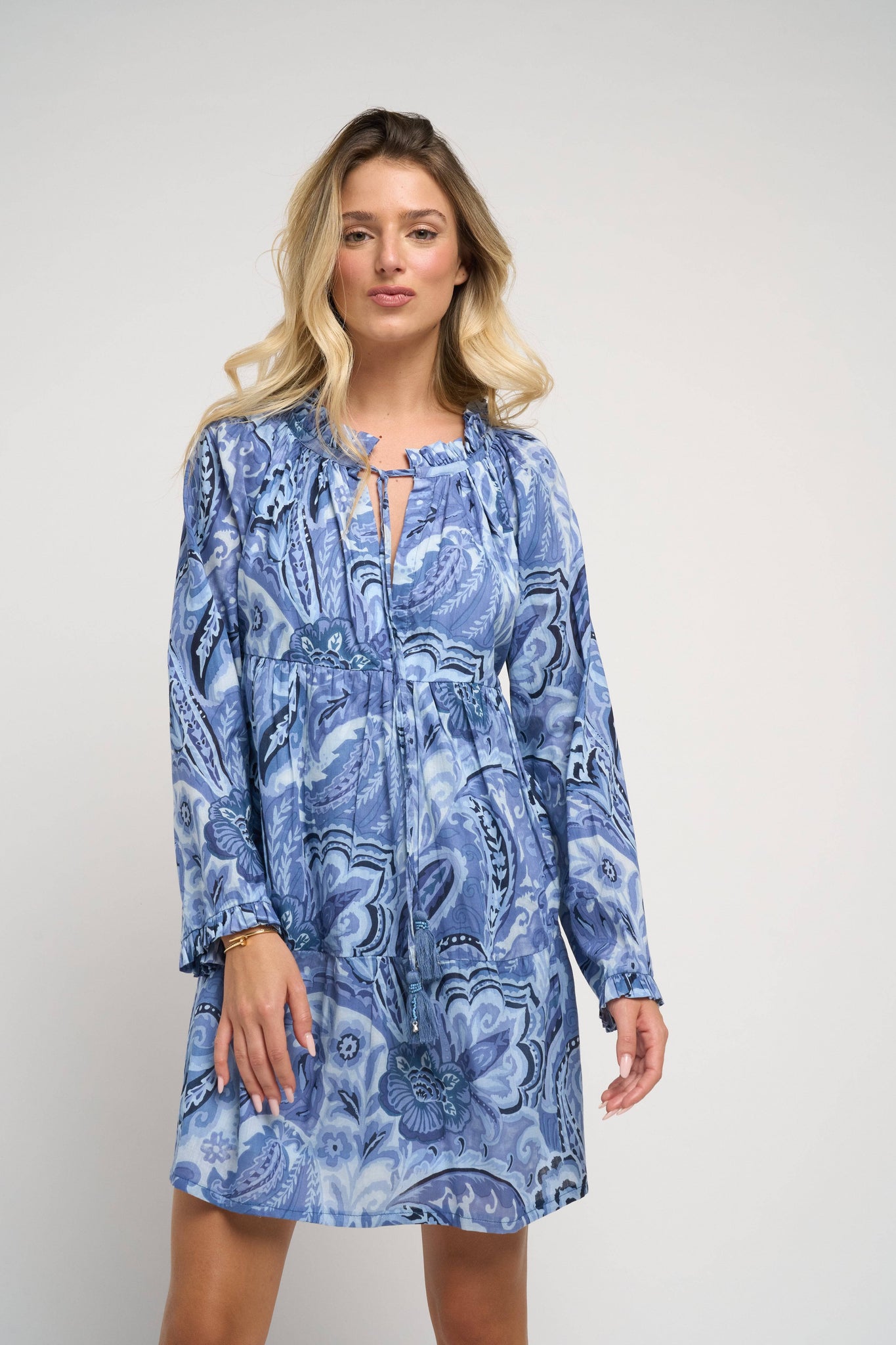 Ceru Short Dress Blue Light & Flowy Summer Look | Guadalupe Design S Ceru Short Dress Blue Light & Flowy Summer Look | Guadalupe Design S