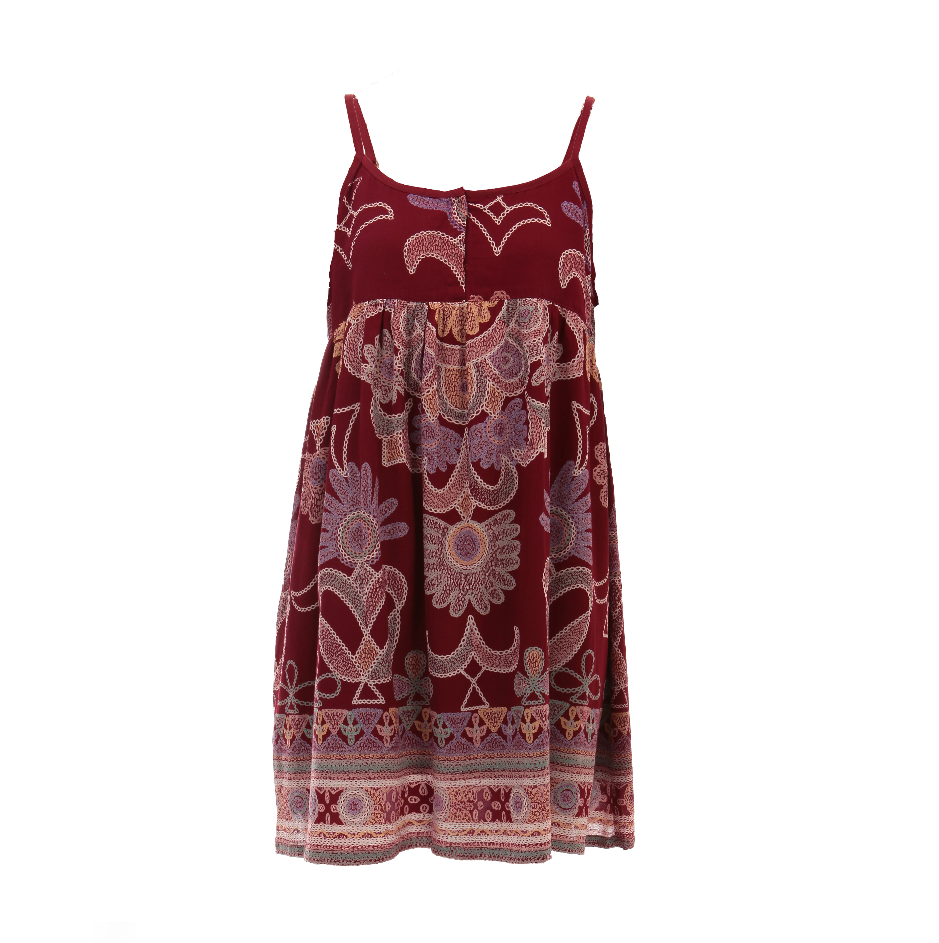 Checa Dress Burgundy