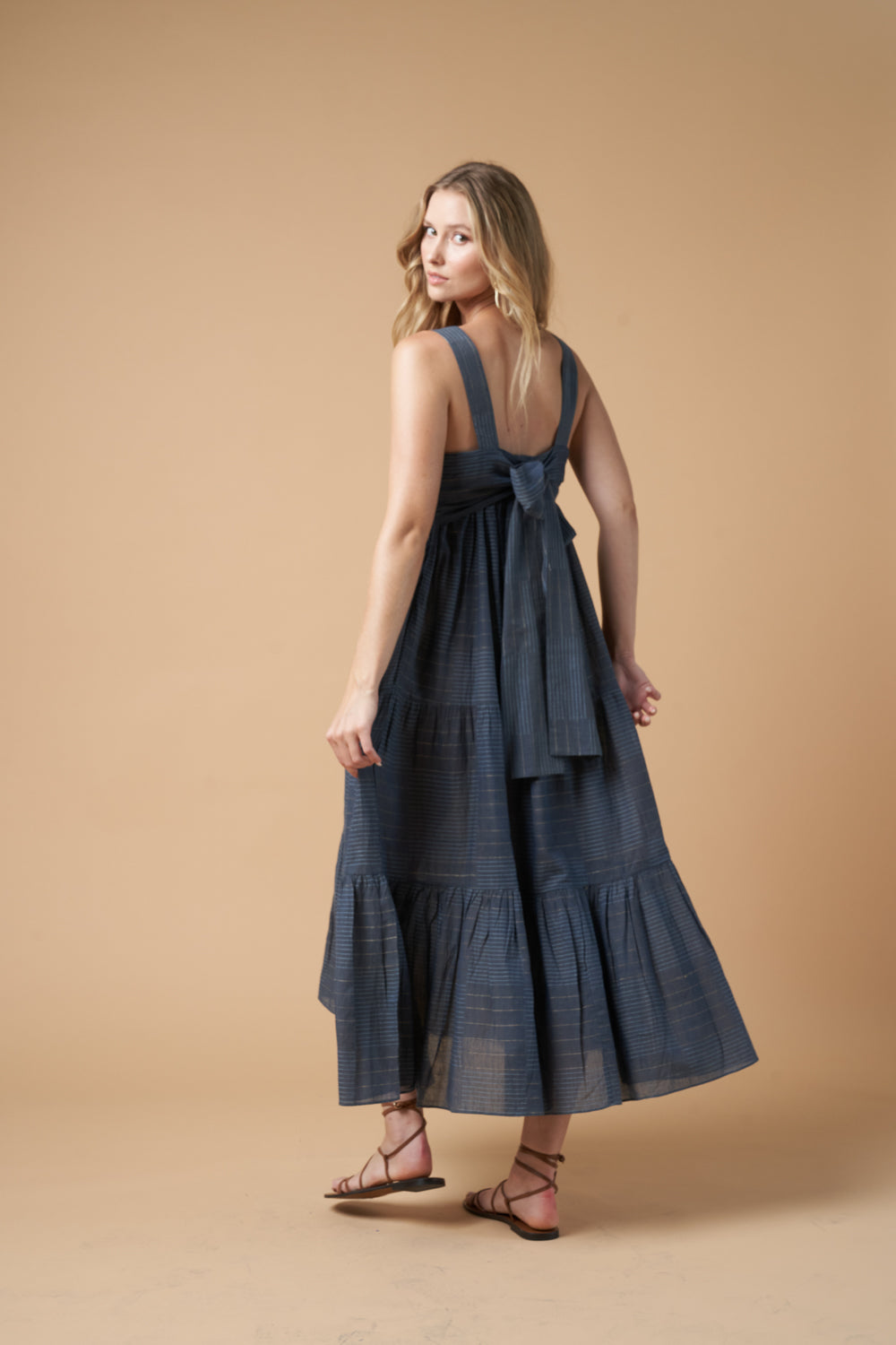 Isabella Jamdani Dress Blue