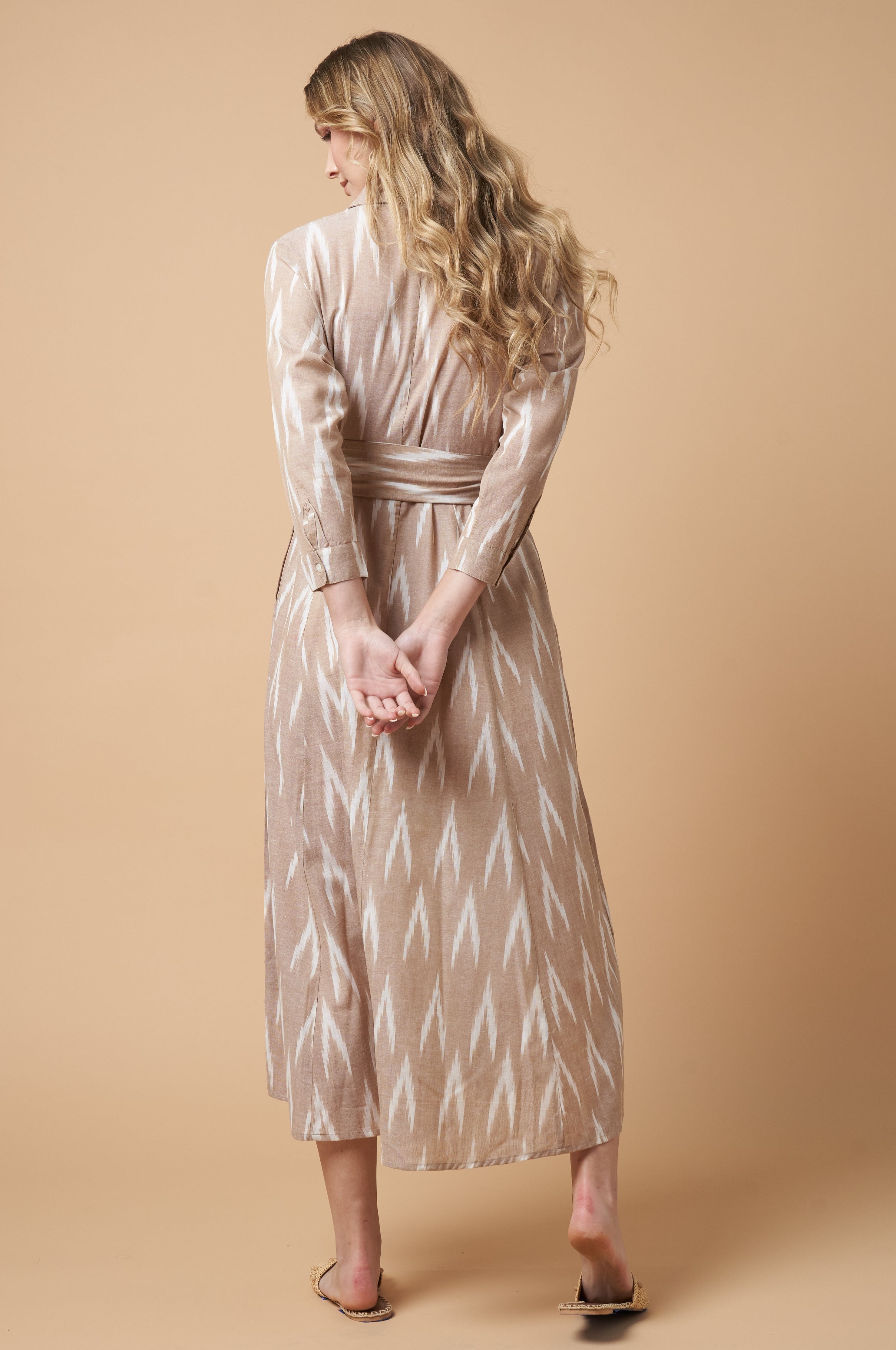 Luciana Ikat Dress Kakhi