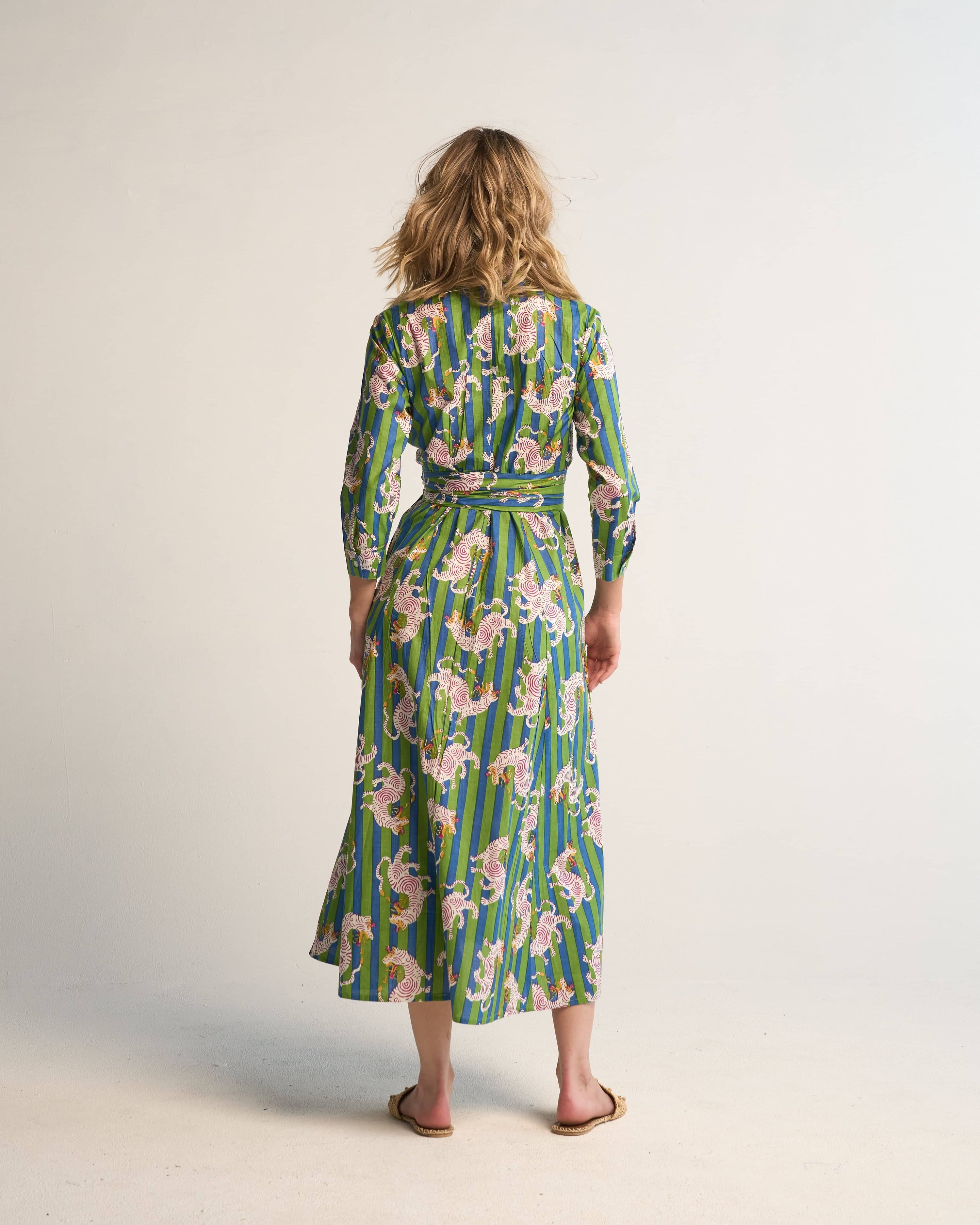 green dragon dress La Prestic Ouiston Green Dragon Silk Shirt Dress 0