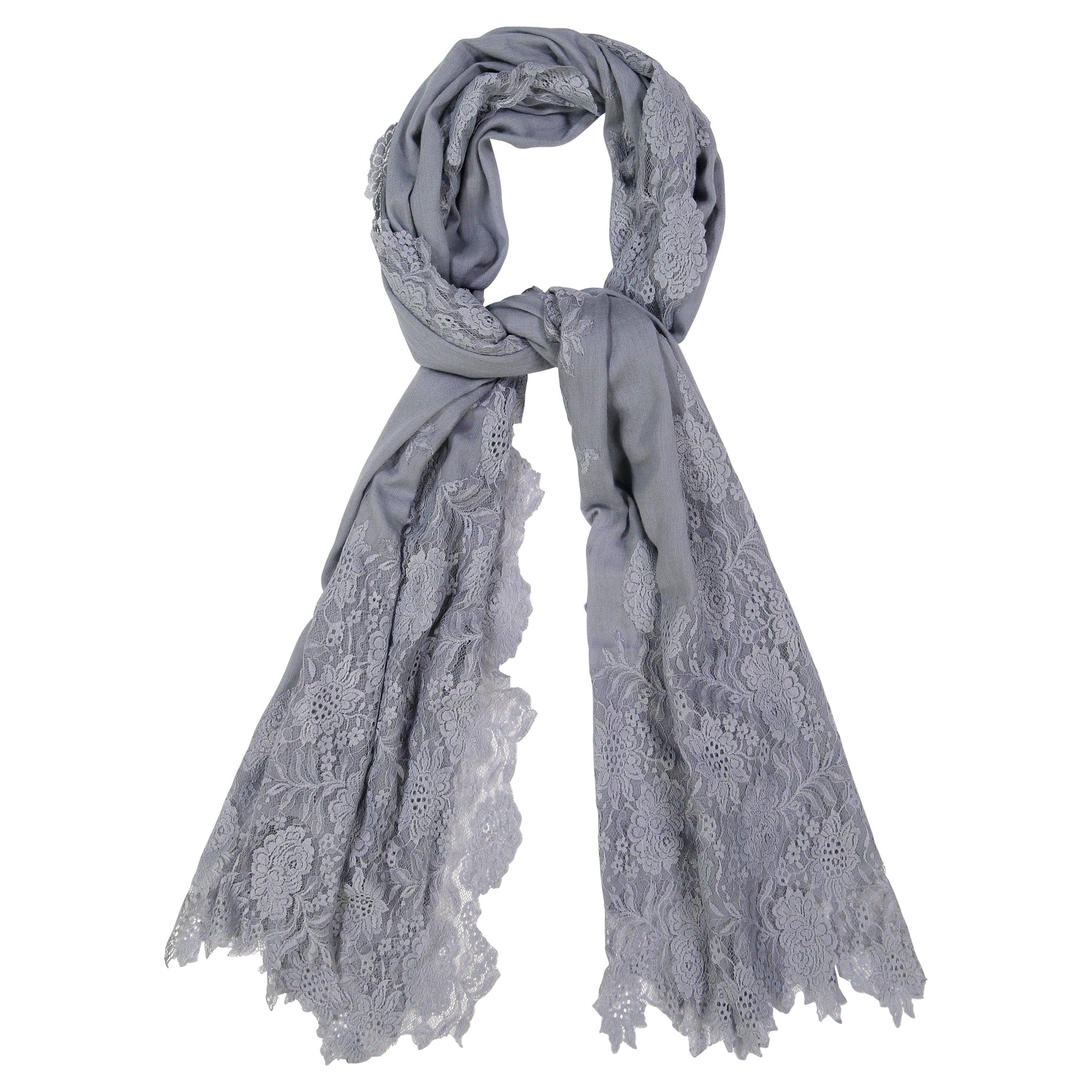 Malaga Lace Pashmina - Light Grey