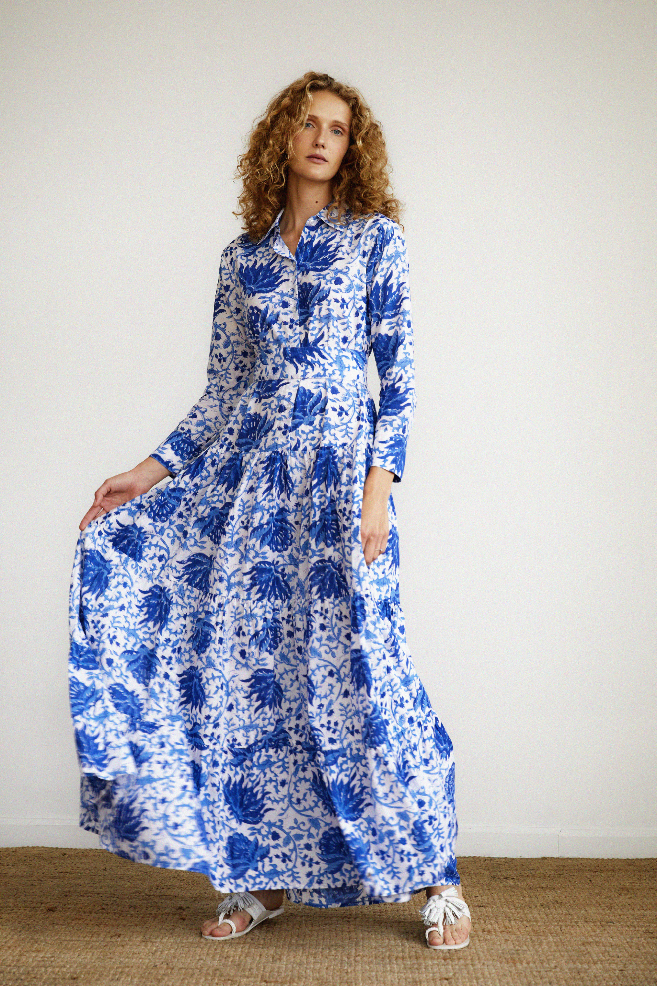 Meredith Floral Dress Blue Guadalupe Design